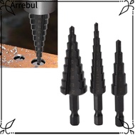 ARREBUL 3pcs Step Drill Bit Set, Hex Shank Black Hex Handle Step Drill Bit, Set Precision Bearing St