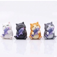 Neko Paws Cat Figurines display 4Pcs/Set   Chubby Cat Miniatures for Desktop Decor & Gifts