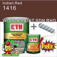 indian red 1416 / KTH EPOXY ( 5L ) + ( FREE 7" ROLLER SET ) Floor Epoxy Paint (4L+1L Hardener) Brand: KTh
