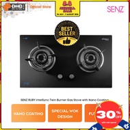 SENZ RUBY intelSync Twin Burner Gas Stove SZ-GS980FL with Nano Coating Futex Glass SZGS980FL Dapur G