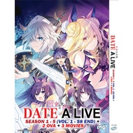 DVD Anime Date A Live 約會大作戰 Season 1-5 Vol.1-58 End + 2 OVA + 3 Movies / Season 5 vol.1-12 End