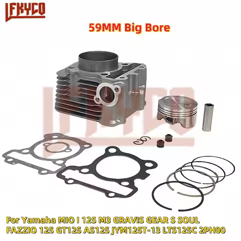 Motorcycle Engine 59mm Big Bore Cylinder Kit Motor for Yamaha MIO I 125 M3 GRAVIS GEAR S SOUL FAZZIO