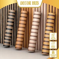 Decorhub 6/10 Meter Wood Wallpaper Pelekat Hiasan Dinding Corak Kayu Fluted Panel Wallpaper PVC Wall