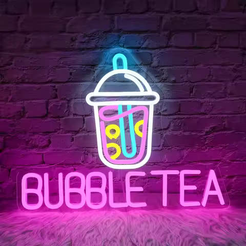 Bubble Tea Neon Signs For Wall Decor Milk Tea Room Decoration Boba Drink Led Lights Dessert Shop Bar