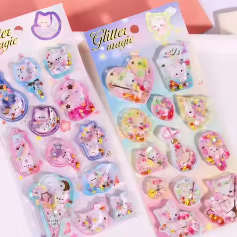 Cute Sequin Design 3D Shake Sticker Removable Kawaii Y2K Retro Sticker Personalized Design Creative 
