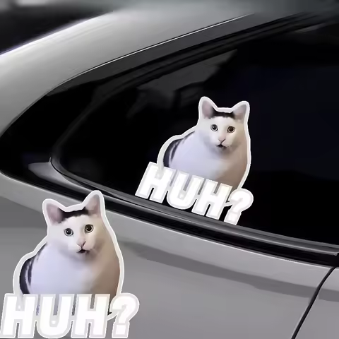 HUH Cat Motorcycle Sticker Funny Meme for Motorbike Fuel Tank Electric Scooter Cover Scratch Decorat