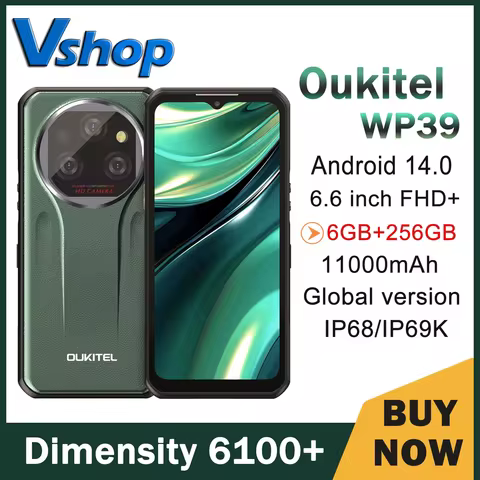 Oukitel WP39 Rugged Phone 6GB+256GB 6.6" Display 64MP Camera 11000mAh Battery Dimensity 6100+ Androi