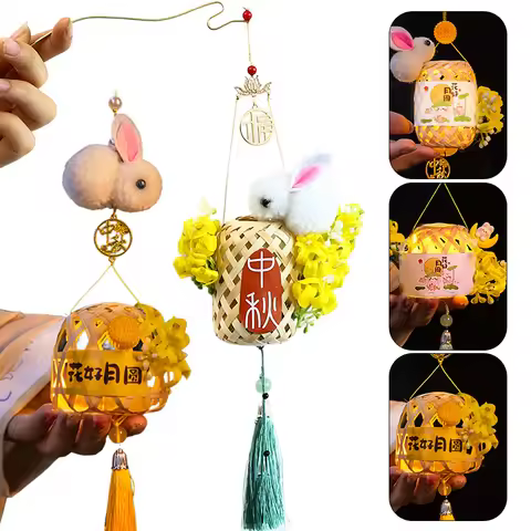 Chinese Mid-Autumn Festival Lanterns New Bamboo Handmade Children's Rabbit Lantern Festive Atmospher