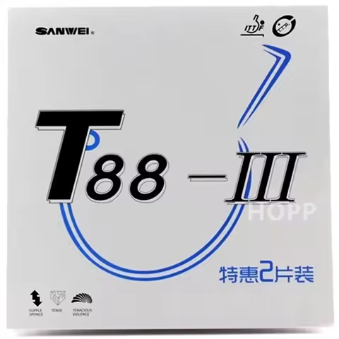 SANWEI T88 III (T88-3) Table Tennis Rubber (Half-sticky, loop) with Sponge Pimples In Original SANWE