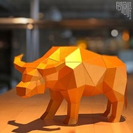 DIY手作3D紙模型 禮物 擺飾 節慶系列-新年金色水牛