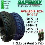 SAFEWAY TIRE 10" & 12", TUBELESS (FREE SEALANT & PITO) For Burgman, Gravis, Avenis, Fazzio, etc.