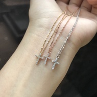 18K Real Gold Real Diamond Mini Small Cross AU750 with Certificate