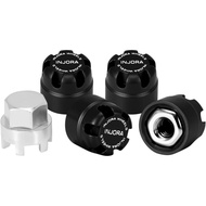 INJORA M2.5 Wheel Lock Nuts dengan Penutup Aluminium untuk Peningkatan RC Crawlers 1/18 (Hitam)