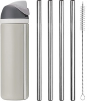 2/4/6Pcs Metal Replacement Straws for Owala Water Bottle 24 oz 32 oz With 1 Cleaning Brush Reusable 