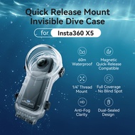 Dive Case for Insta360 X5 Waterproof Housing Cover Underwater 60M Invisible Dive Shell with Lens Cap