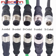 M12 Connection Cable 3 4 5 8-Core A B D DK L ST X Encoding Aviation Plug Waterproof Cable