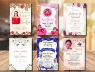 Customized Invitation for Christening and Birthday 4r size without envelope no min order