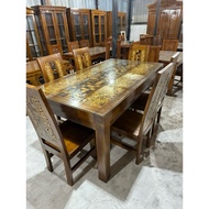 meja makan koin kursi 6