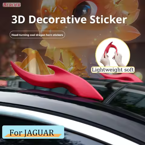 Dragon Horn 3D Stereo Car Sticker Car Roof Decoration Dragon Horn Sticker For Jaguar E-PACE F-PACE F