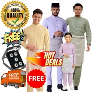 SEDONDON Baju Melayu AYAH & ANAK KAIN Paloma Parel Skin Soft Slim Fit 2Y-XXL (Free Butang Sekali)