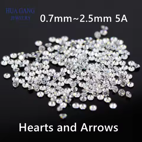 5A Small Size 0.6~2.4mm 10PCS~10000PCS Zircon Gems Beads Round White Cubic Zirconia Stones Round Bri