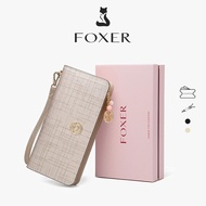 FOXER Long Wallet Zipper Leather Wallet Credit Card Holder Simple Design Wallet