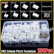 PINGD 230Pcs Pin Connector, 2p 3p 4p 5pin Male And Female 2.54mm Pitch Terminal, Housing Kit XH2.54 