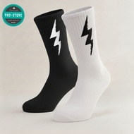Oldschool Lightning Socks - Premium Skate Socks - Cool, Trendy Socks - Trendy Socks - Long Socks - U
