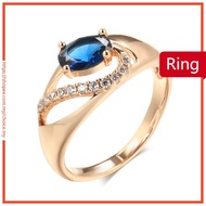 Vintage blue zircon ring 585 rose gold fashion women's accessories