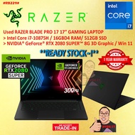 #RB229 USED RAZER BLADE PRO 17 Intel i7 10TH 16G 512GB SSD NVIDIA RTX2080 SUPER RTX 2080 Gaming Lapt