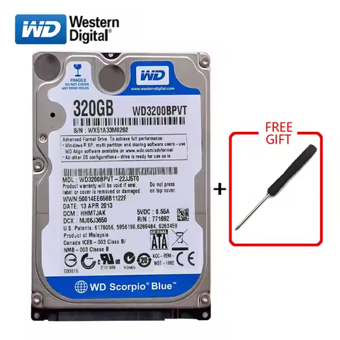 Original Disassembled USED Hard Drive For WD Brand 320Gb 2.5" HDD SATA 3Gb-6Gb/s 8-16M 5400-7200RPM 