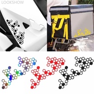 LOOKSHOW Motorcycle Front Face Fender Box Stickers Modification Honeycomb Style Reflective Decal Wat