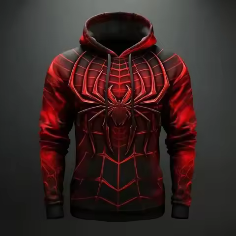 The 2025 new fashion Marvel Spider-Man 3D digital printed street style men's loose hoodie is selling