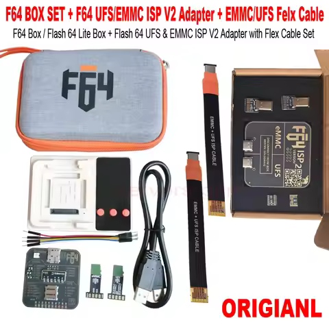 2026 Newest F64 Box /Flash 64 Lite Ultra toolbox set , F64 ISP V2 ADAPTER with UFS/EMMC ISP Flex cab