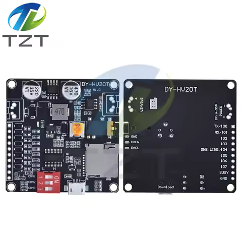 TZT 1/3PCS DY-HV20T 12V/24V power supply10W/20W Voice playback module supporting Micro SD card MP3 m