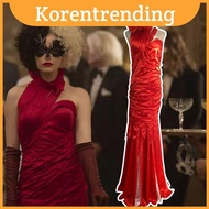 De Cruella Deluxe Cosplay Costume Set Including Elegantly Styled Gown & Accessories