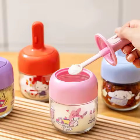 Sanrio Spice Jar Hello Kitty Anime Condiment Jar Cartoon Cute Salt Shaker Kuromi Spice Storage Conta
