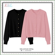 K&L cotton cardigan women korean style Long Sleeve knitted blouse women Slim Fit Top outer women