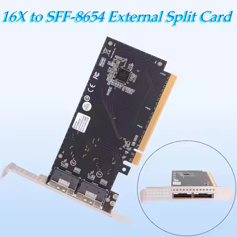 ADT-Link PCIe 4.0 16X to SFF-8654 External Split Card MCIO GPU Discrete Baseplate Graphics Network E