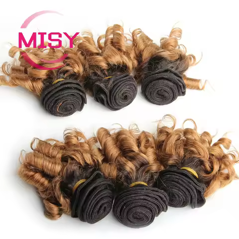 6 Pcs Curly Bundles Brazilian Hair Weave Bundles Ombre Color 1B/27/30/99J Hair Extension Remy Human 