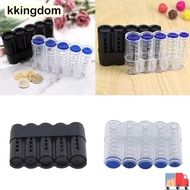 KKINGDOM Coin Storage Box, Large Capacity Transparent Euro Coin Dispenser, Plastic Coin Purse
