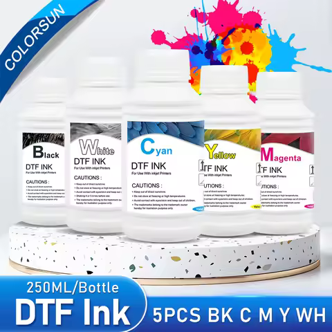 Colorsun 5*250ml DTF Ink Kit For DTF Printer PET Film For all desktop large format DTF printer DTF P