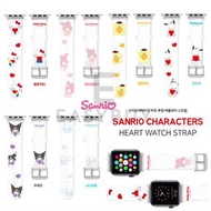 🇰🇷 Sanrio Hello Kitty Kuromi pompompurin pochacco cinnamoroll MyMelody Heart Pattern Watch Strap Watch bands for Apple Watch 韓國 三麗鷗 心心款 HelloKitty My Melody 玉桂狗 PC狗 布甸狗 可調節 手錶帶 最新款式 韓國空運到港 Size 尺寸: 38/40mm 或 42/44mm