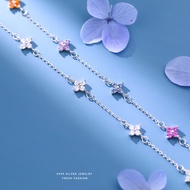 S999 Solid Silver Colored Four-Leaf Clover Bracelet | Gelang | Minimalist Fresh Fashion Commuter Jew