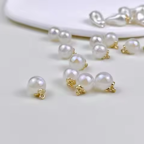 10pcs Pearl Button Fashion Sewing Clothing Bag DIY Craft High-Grade Artificial Pearl Metal Decorativ