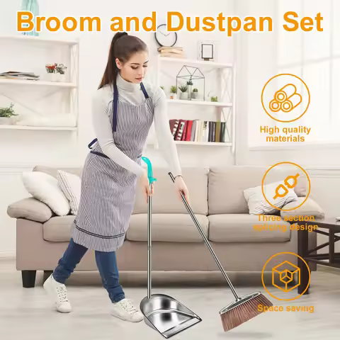 Brooms and Dustpans Set Cleaning Tools Sweeper Wiper for Floors Home Accessories Stainless Steel Dus