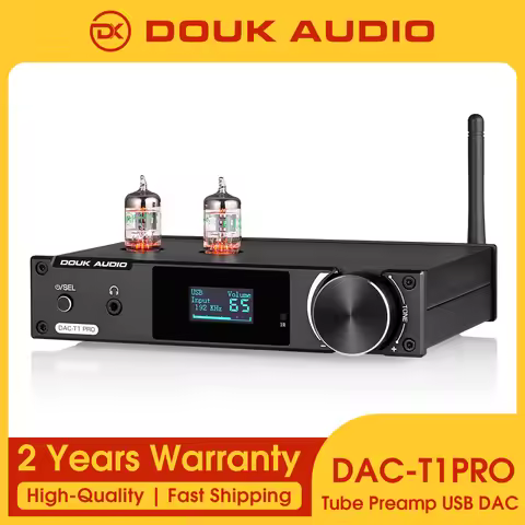 Douk Audio HiFi JAN5654 Tube Preamp with Bluetooth 5.0 Receiver S/PDIF USB DAC D/A Audio Adapter Hea