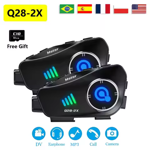 The New Q28-2X Motorcycle Helmet Bluetooth Intercom 2-Person Intercom Distance 1000 Meters 1080P Hd 