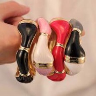 1PC Vintage Baroque Zinc Alloy Gold-Plated Chunky Wide Contoured Color-Banded Enamel Hoop Cuff Brace
