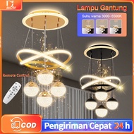 DL lampu gantung kristal minimalis mewah 3 warna LED Remote Control ruang tamu Dekorasi Hotel Nordik